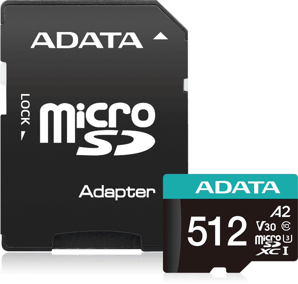 Carte mémoire ADATA Premier Pro 512 Go microSDXC/SDHC UHS-I U3 V30 (AUSDX512GUI3V30SA2-R) — image 2