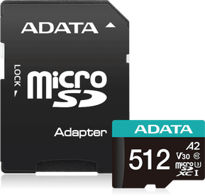 Carte mémoire ADATA Premier Pro 512 Go microSDXC/SDHC UHS-I U3 V30 (AUSDX512GUI3V30SA2-R) — image 2