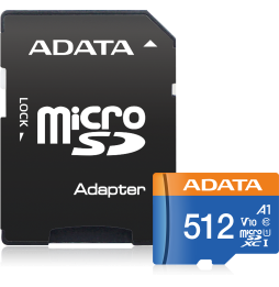 Carte mémoire ADATA Premier Pro 512 Go microSDXC/SDHC UHS-I Classe 10 (AUSDX512GUICL10A1-RA)