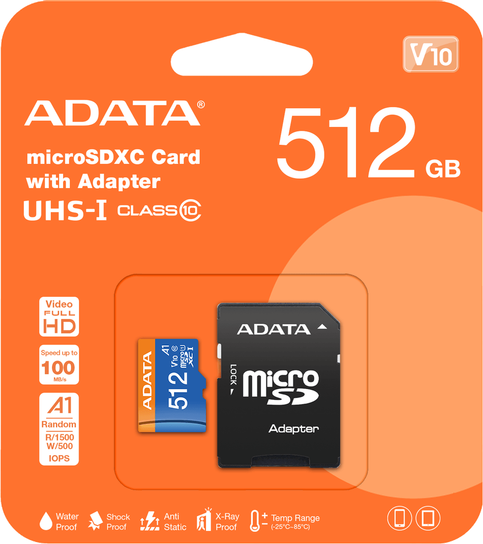 Carte mémoire ADATA Premier Pro 512 Go microSDXC/SDHC UHS-I Classe 10 (AUSDX512GUICL10A1-RA) — image 3