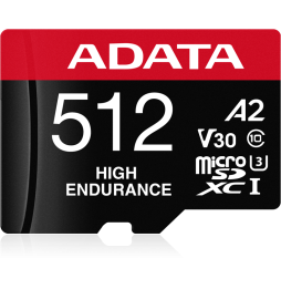 Carte mémoire ADATA 512 Go microSDXC/SDHC UHS-I haute endurance (AUSDX512GUI3V30SHA2-)