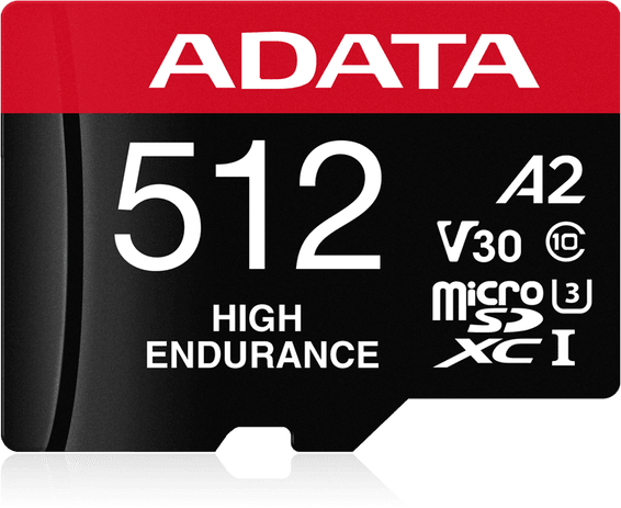 Carte mémoire ADATA 512 Go microSDXC/SDHC UHS-I haute endurance (AUSDX512GUI3V30SHA2-)