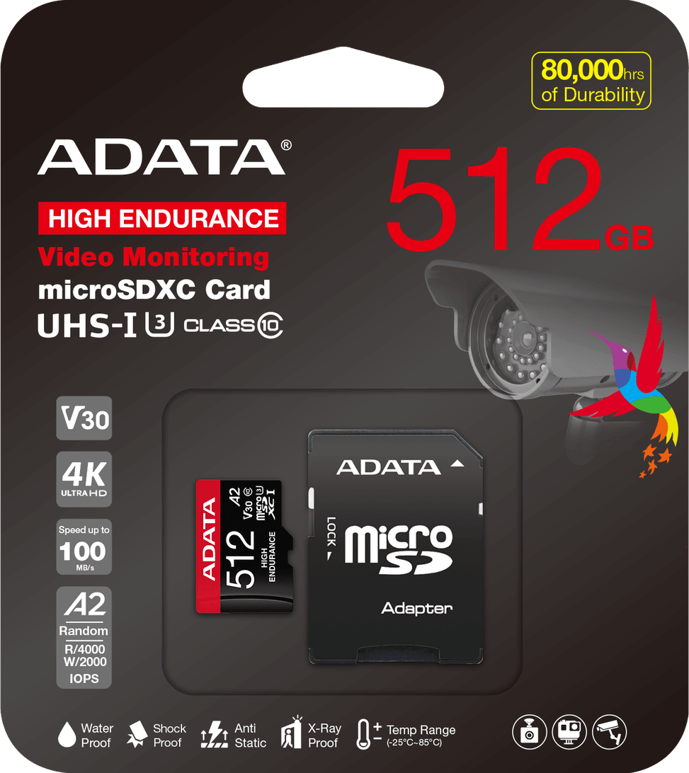 Carte mémoire ADATA 512 Go microSDXC/SDHC UHS-I haute endurance (AUSDX512GUI3V30SHA2-) — image 8