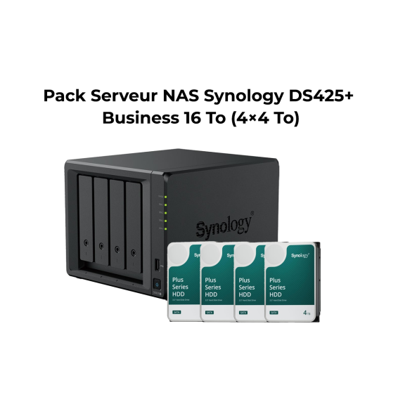 Synology DiskStation® DS425+ Business 4-Bay NAS Server Bundle 16 TB (4×4 TB)