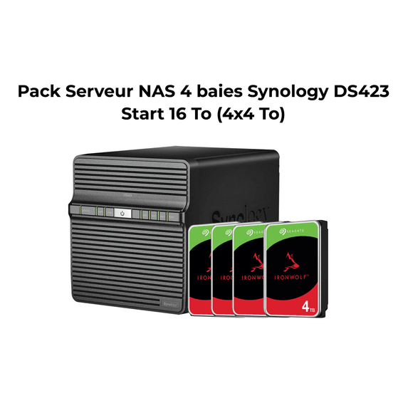Pack Serveur NAS 4 baies Synology DiskStation® DS423 Start 16 To (4x4 To)