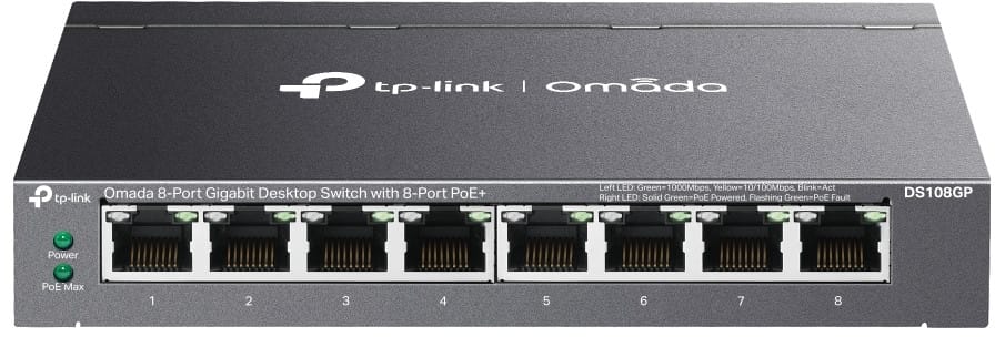 جهاز Switch مكتبي غير مُدار TP Link DS108GP بـ 8 منافذ PoE+ Gigabit — صورة 1