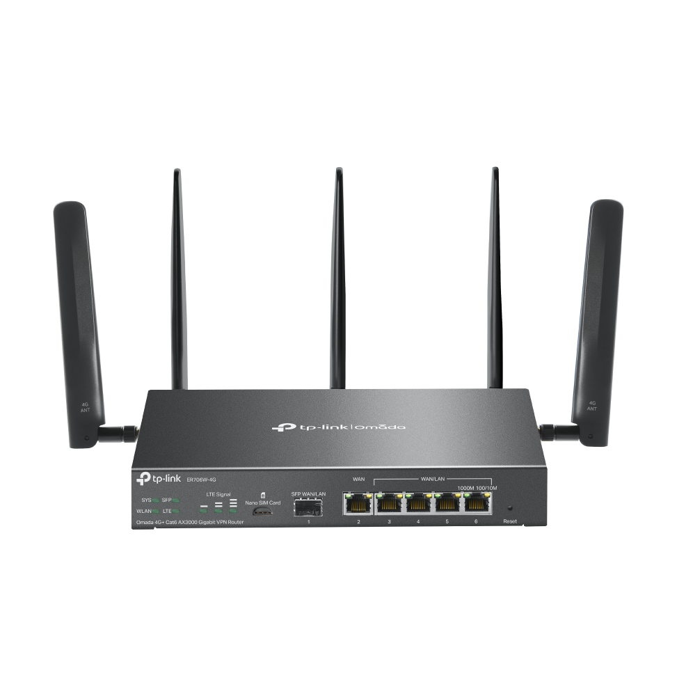 Routeur VPN TP-Link Omada 4G+ Cat6 WiFi AX3000 Gigabit (ER706W-4G)