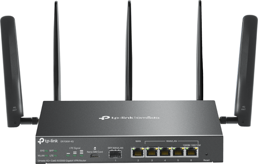 TP-Link Omada 4G+ Cat6 WiFi AX3000 Gigabit VPN Router (ER706W-4G) — image 1