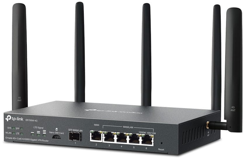 TP-Link Omada 4G+ Cat6 WiFi AX3000 Gigabit VPN Router (ER706W-4G) — image 3