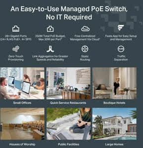 Easy switch administrable TP Link Festa FS328GP Gigabit 28 ports avec 24 ports PoE+ — image 5