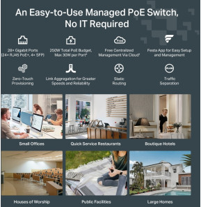 Easy switch administrable TP Link Festa FS328GP Gigabit 28 ports avec 24 ports PoE+