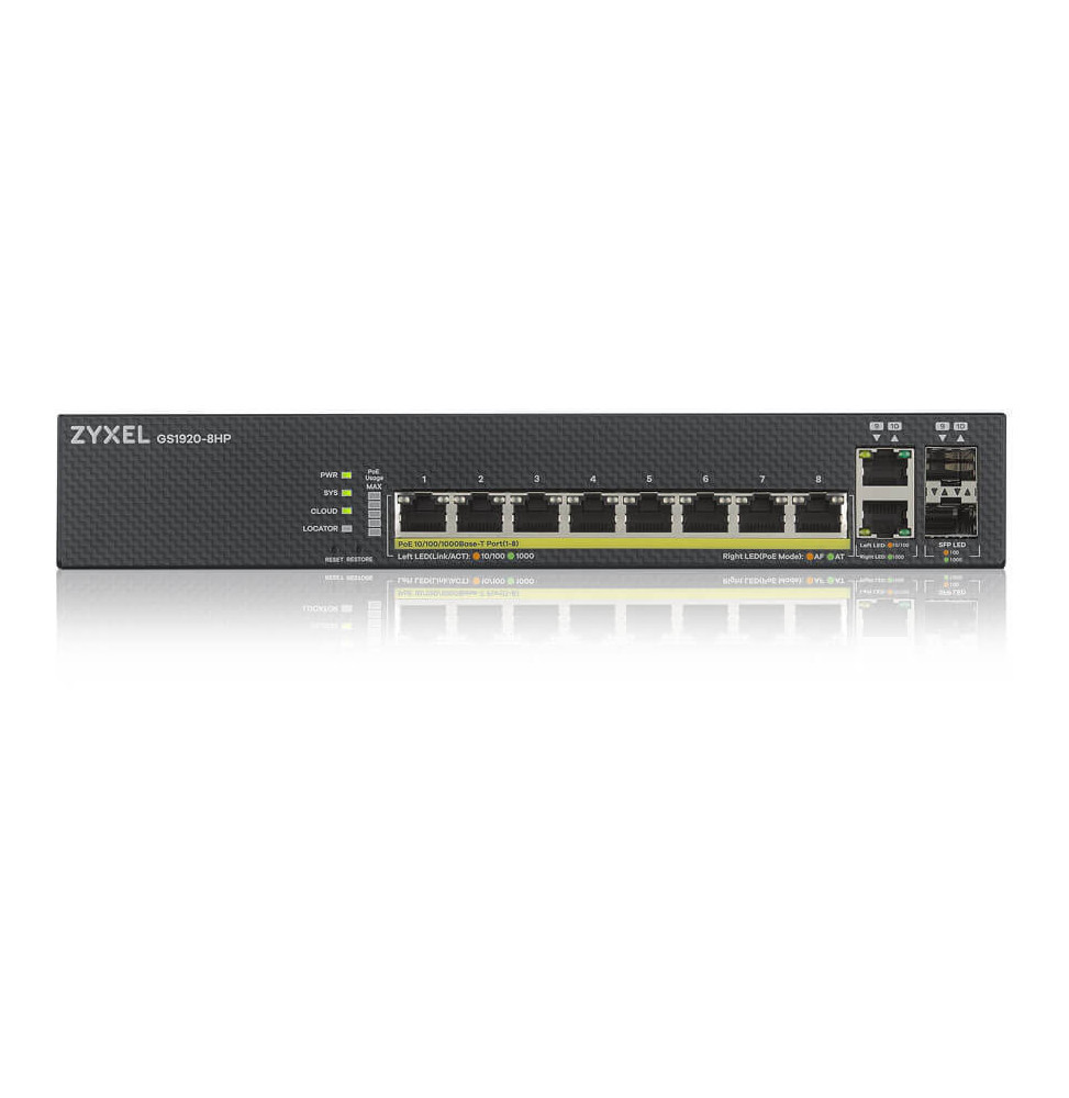 Switch Administrable Zyxel ZY-GS19208HPV2 8ports 2SFP PoE (GS1920-8HPV2-EU0101F)