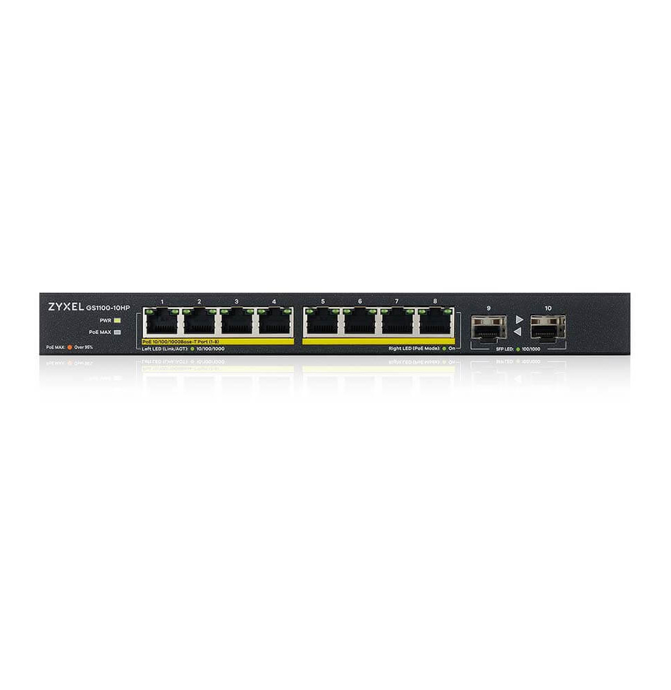 Switch non administré Zyxel GS1100-10HPv2 PoE 8ports Gigabit 2SFP (GS1100-10HP-EU0102F)