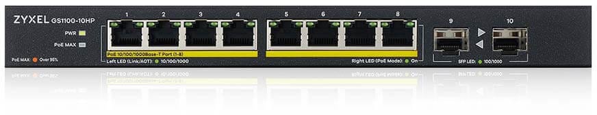 جهاز Switch غير مُدار Zyxel GS1100-10HPv2 PoE بـ 8 منافذ Gigabit و2SFP (GS1100-10HP-EU0102F) — صورة 1