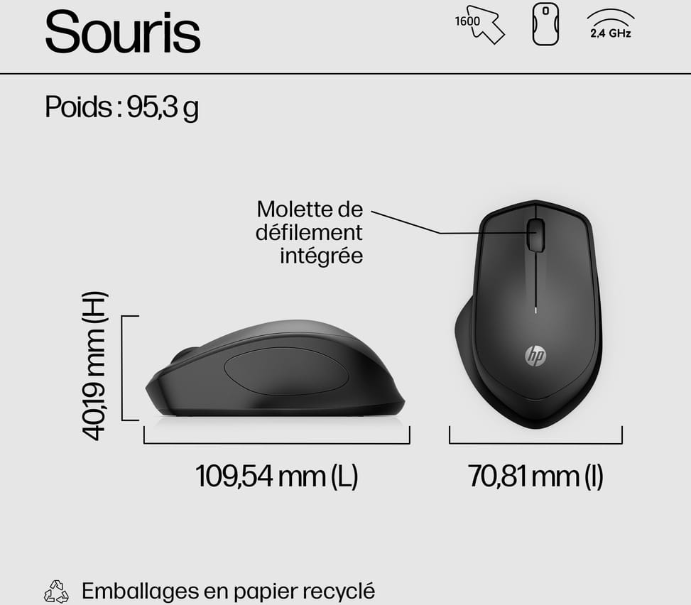 فأرة لاسلكية صامتة HP 280 (19U64AA) — صورة 10