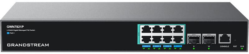 جهاز Switch مُدار من المستوى 3 Grandstream GWN7821P - 8 منافذ PoE Gigabit / 2 منفذ SFP+ — صورة 1
