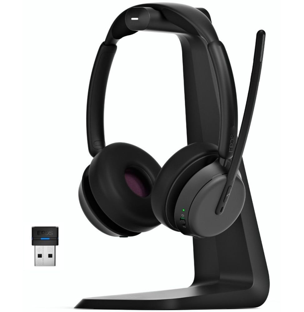 Micro-casque sans fil Bluetooth EPOS IMPACT 1061 ANC avec sa base de chargement à induction (1001131)