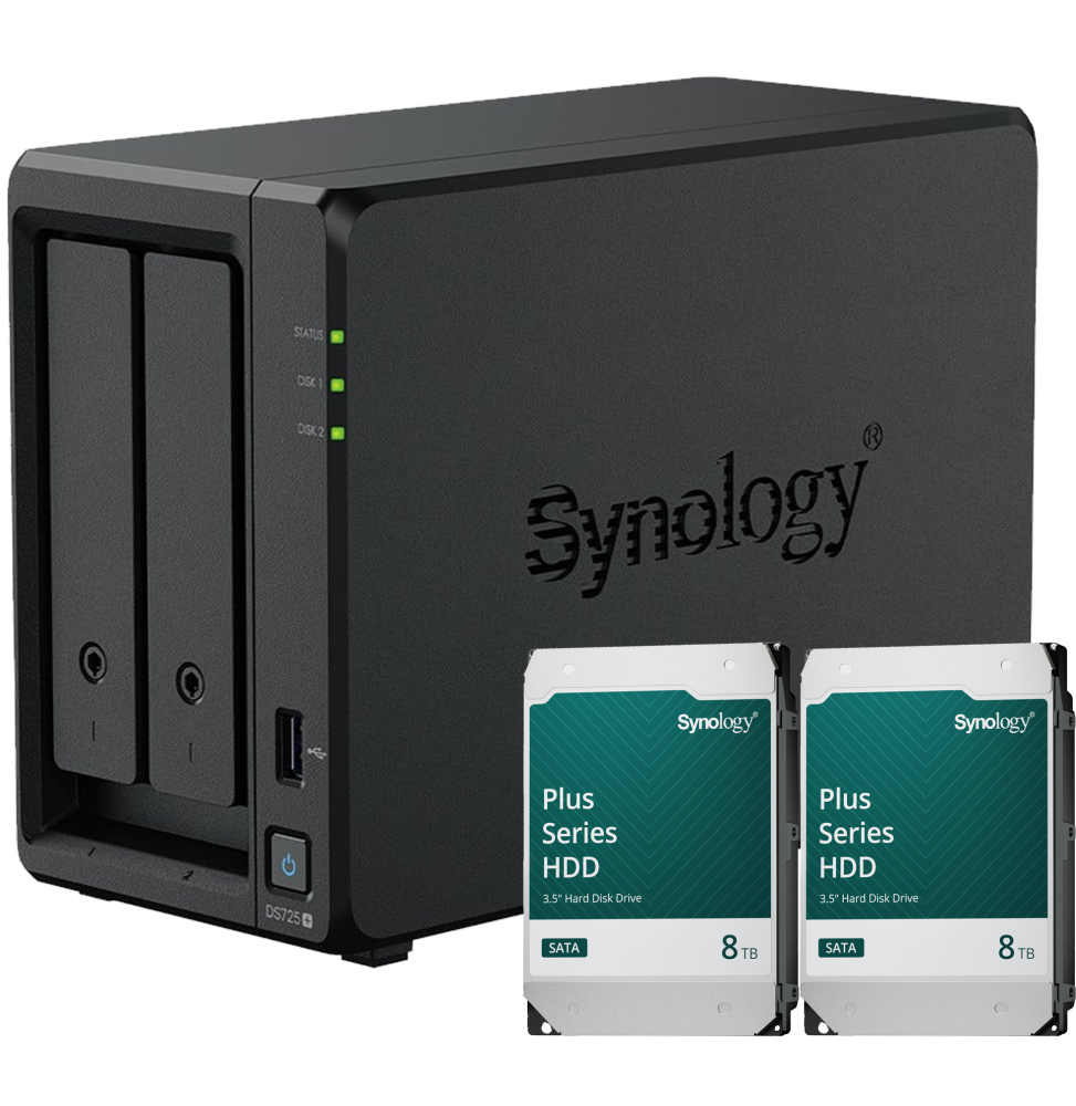 Pack Serveur NAS 2 baies Synology DiskStation® DS725+ Power 16 To (2x8 To)