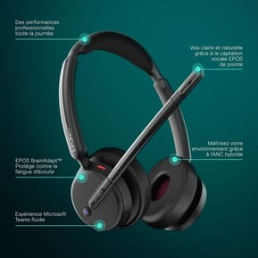 Micro-casque sans fil Bluetooth Epos Impact 500 MS UC ANC WL USB-C avec un adaptateur USB-A (1001490) — image 8