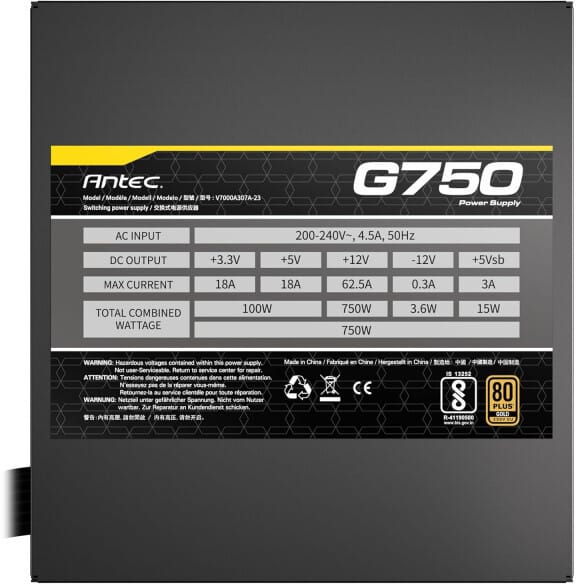 Antec G750 EC 750W PC Power Supply (761345200424) — image 6