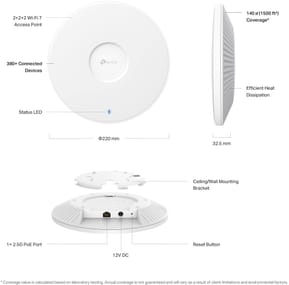 Point d'accès TP-Link Omada BE9300 WiFi 7 Tri-Bande plafonnier (EAP772) — image 6