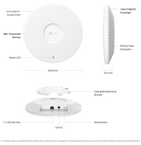 Point d'accès TP-Link Omada BE9300 WiFi 7 Tri-Bande plafonnier (EAP772)
