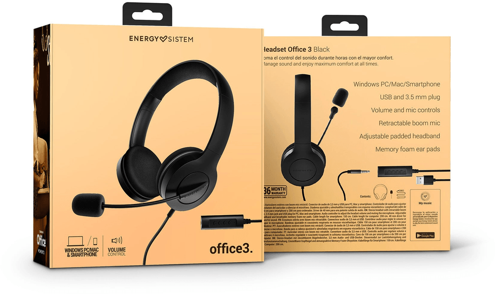 Casque Energy Sistem Office 3 Noir - Jack 3,5 mm / USB (8432426452033) — image 6