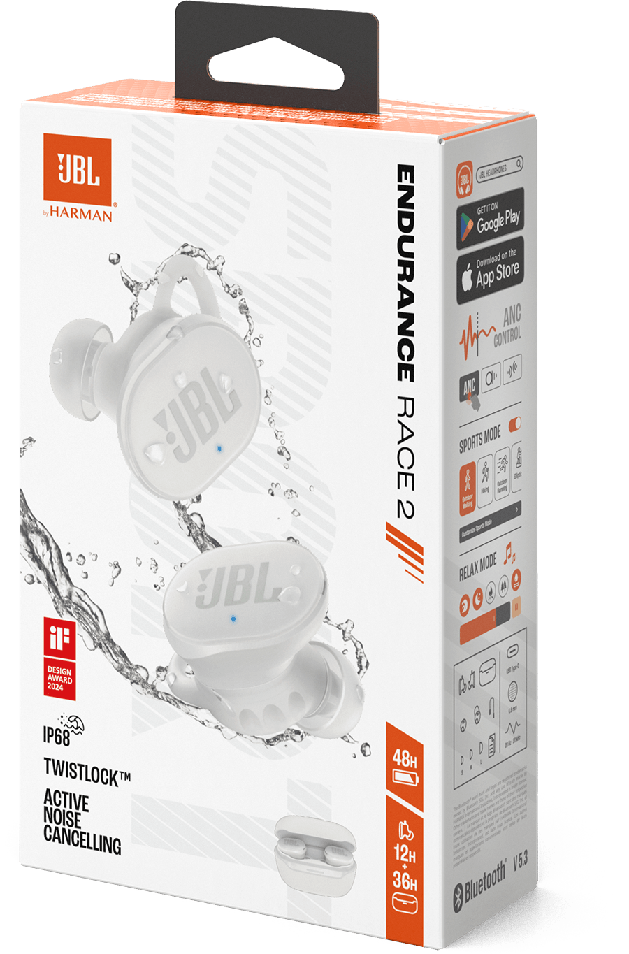 Écouteurs Bluetooth JBL Endurance Race 2 TWS Blanc (1200130014314) — image 10