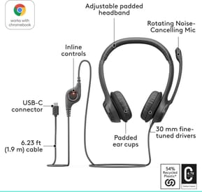 Micro-casque filaire Logitech H390 - USB type-C (981-001576) — image 4