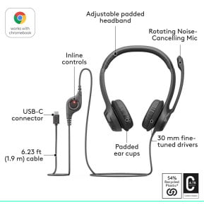 Micro-casque filaire Logitech H390 - USB type-C (981-001576)