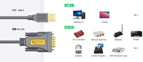 Adaptateur Ugreen USB 2.0 vers DB9 RS-232 Mâle - 3 mètres (20223) — image 4