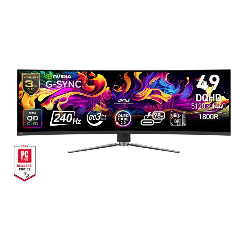 Écran incurvé Gaming 49" DQHD MSI MPG 491CQPX QD-OLED (9S6-3FA84T-028)