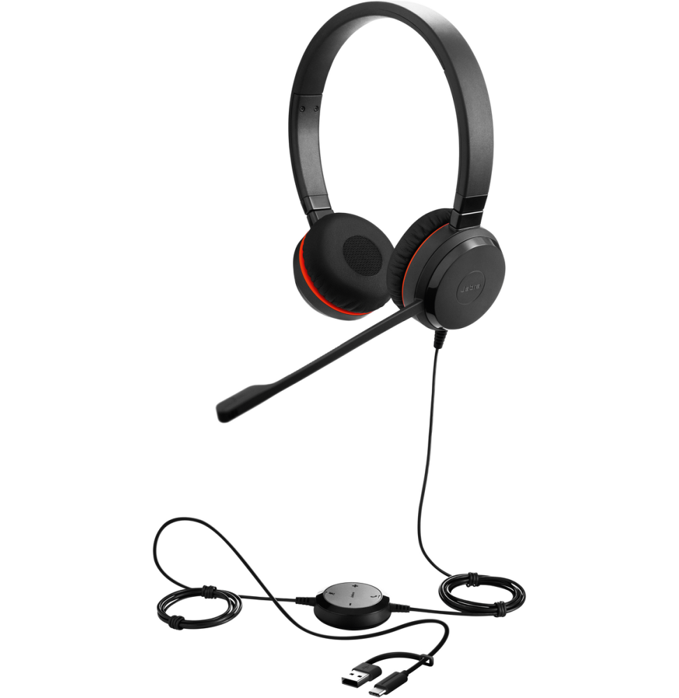 Micro-casque Jabra Evolve 30 II Stereo MS avec adaptateur USB C/A  (5399-823-369)