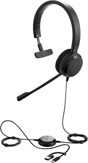 Micro-casque Jabra Evolve 20 Mono UC avec adaptateur USB C/A (4993-829-269)