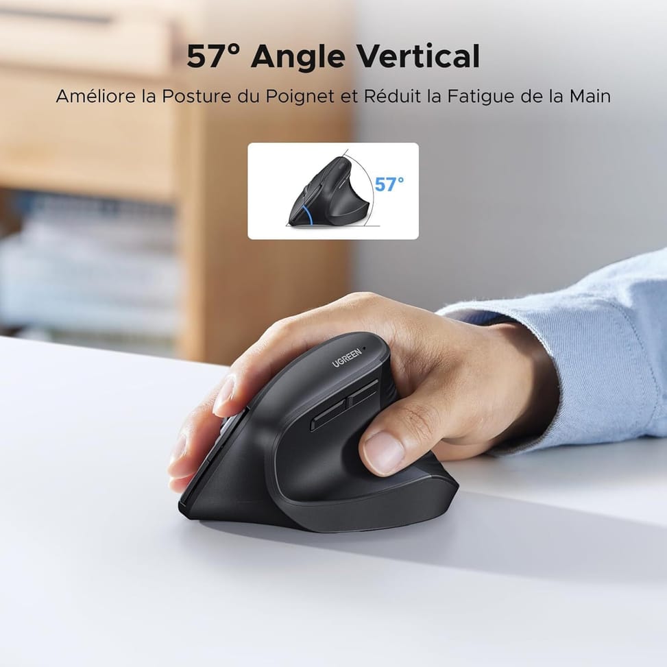 Souris sans fil Ugreen Vertical M571 Ergonomique 2.4GHz - Noir (55916) — image 2