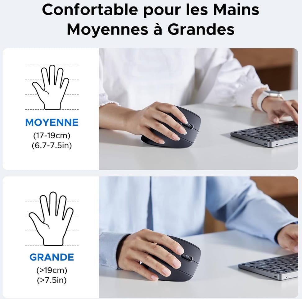 Souris sans fil Ugreen Vertical M571 Ergonomique 2.4GHz - Noir (55916) — image 4