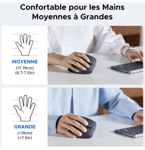 Souris sans fil Ugreen Vertical M571 Ergonomique 2.4GHz - Noir (55916)