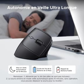 Souris sans fil Ugreen Vertical M571 Ergonomique 2.4GHz - Noir (55916) — image 5