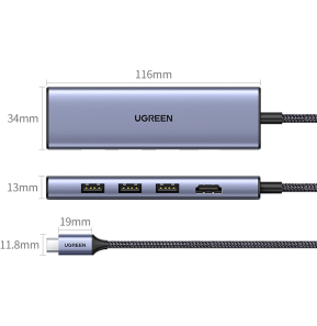 HUB USB-C Ugreen 6 en 1 - 4K (20956A)