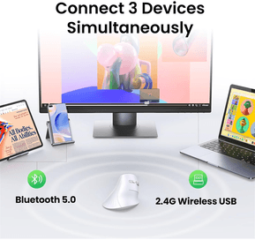 Souris sans fil Bluetooth Ugreen Multi-mode Vertical Blanc MU008 (45759) — image 5