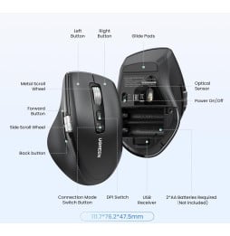 Souris sans fil Bluetooth Ugreen Multi-mode M751 (45792)