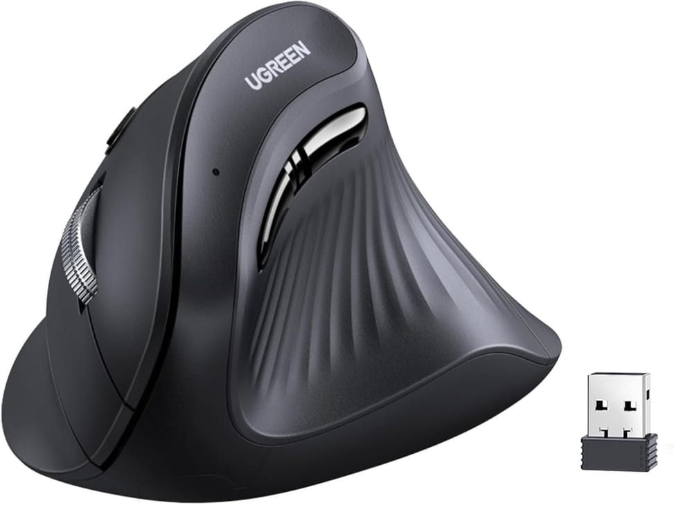 فأرة لاسلكية Bluetooth Ugreen Multi-mode عمودية أسود (25444) — صورة 1