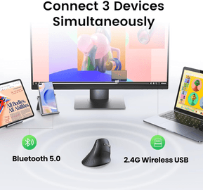 Souris sans fil Bluetooth Ugreen Multi-mode Vertical Noir (25444) — image 7