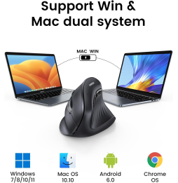 Souris sans fil Bluetooth Ugreen Multi-mode Vertical Noir (25444)
