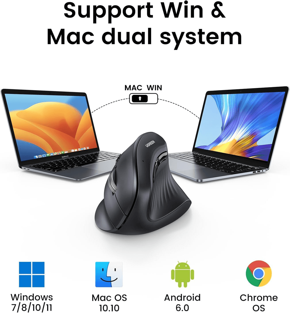 Souris sans fil Bluetooth Ugreen Multi-mode Vertical Noir (25444) — image 6
