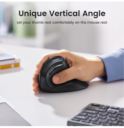 Souris sans fil Bluetooth Ugreen Multi-mode Vertical Noir (25444)