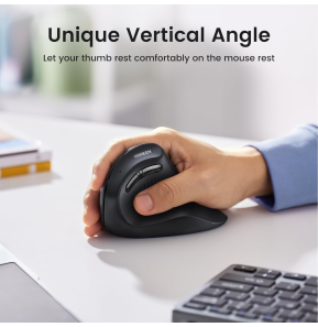 Souris sans fil Bluetooth Ugreen Multi-mode Vertical Noir (25444)