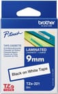 Cassette à ruban Brother TZe-221 - Noir sur blanc, 9 mm de large / 8 m de long