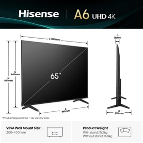 Téléviseur Hisense 65" Smart UHD 4K 65A6Q + Récepteur TNT Intégré (HIS65A6Q) — image 2