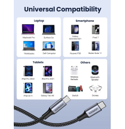 Câble Ugreen USB-C vers USB-C 5A 100W - 1 mètre (70427)